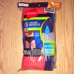 New Hanes 5 Tagless Briefs Cool Dri Fresh IQ 3XL